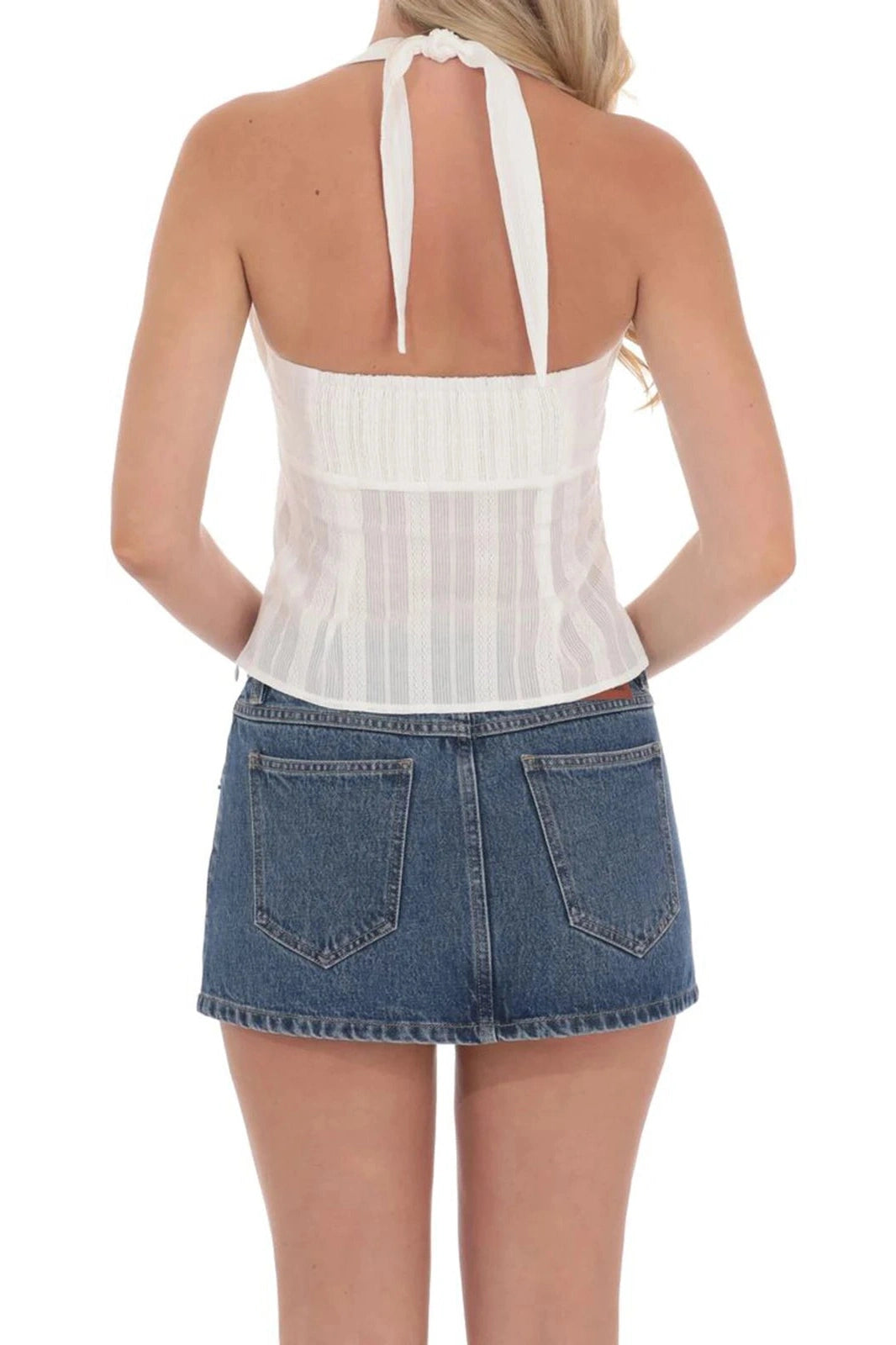 Glorol - Lace Sleeveless Backless Slim Fit Top
