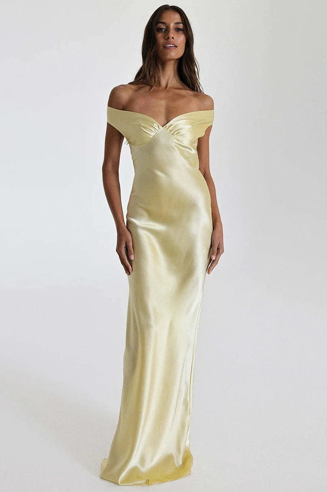 Glorol - Off-Shoulder Backless Strapless Sleeveless High Waist Maxi Dress