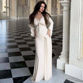 Glorol - Elegant V-Neck Lace Lace-Up Patchwork Maxi Dress