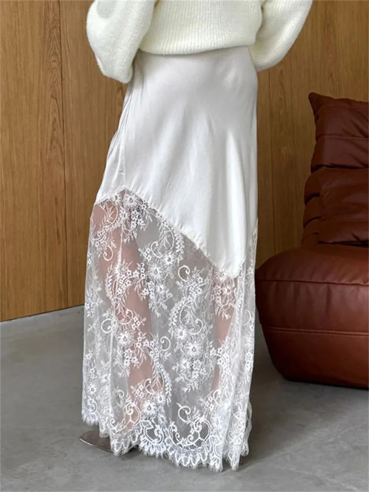 Glorol - High Waist Lace Patchwork Skirt