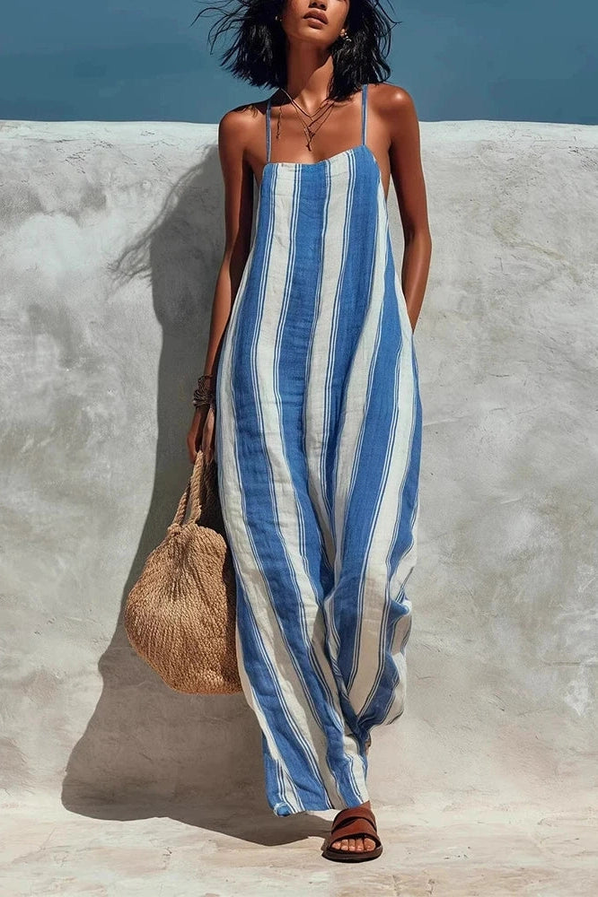 Glorol - Sleeveless Hollow Out High Waist Wide Leg Jumpsuit