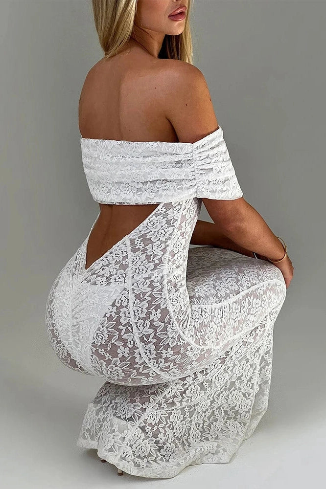Glorol - Hollow Out Off-Shoulder Strapless Backless Sleeveless Maxi Dress
