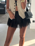 Glorol - Low Waist A-Line Pleated Lace Skirt