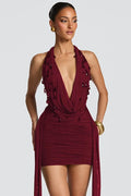 Glorol - Deep V Neck Backless Off-Shoulder Mini Dress