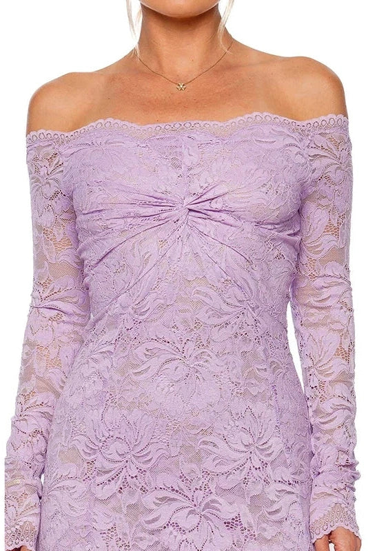 Lace Embroidery High Waist Off-Shoulder Slim Maxi Dress