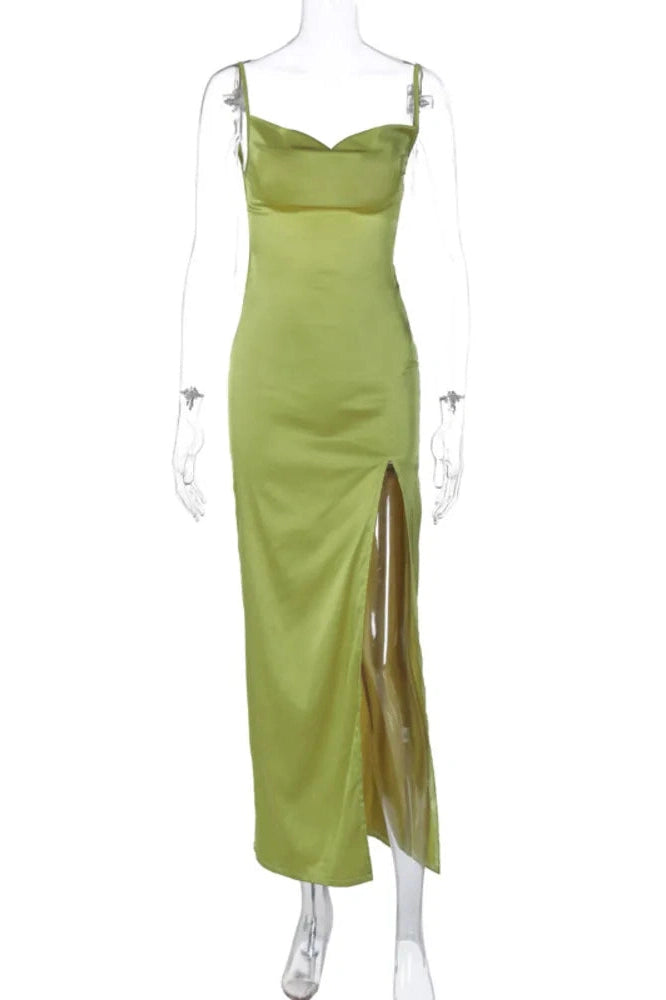 Glorol - Backless Spaghetti Strap Sleeveless Maxi Dress