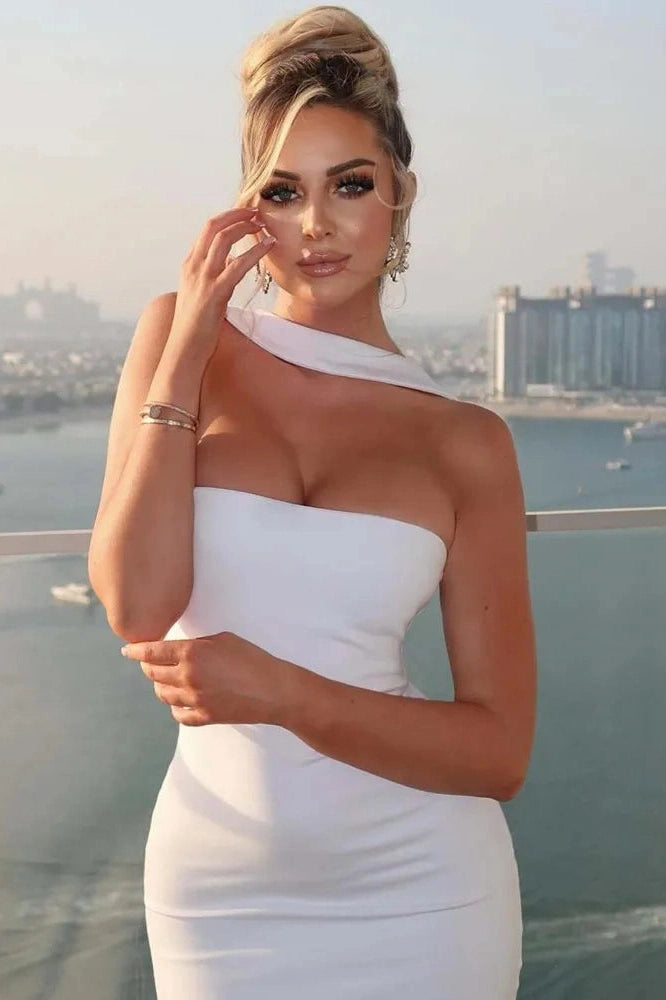 Glorol - Off-Shoulder Strapless Sleeveless Backless Bodycon Maxi Dress