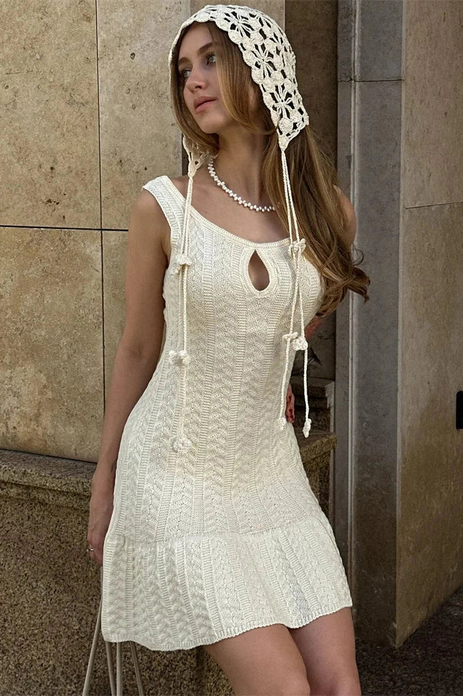 Glorol - Hollow Out Patchwork Sleeveless Slim Mini Dress