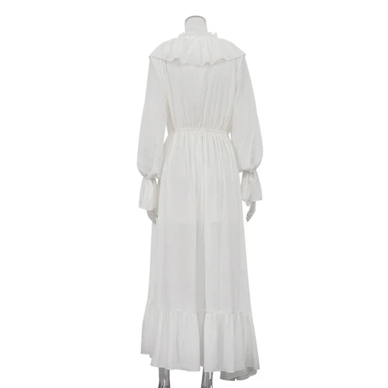 V Neck Flared Sleeves Loose A-Line Maxi Dress