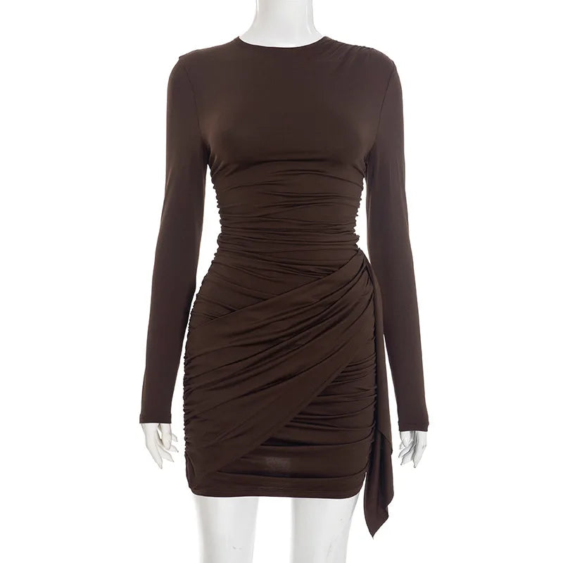 Glorol - Long Sleeve High Waist Slim Mini Dress