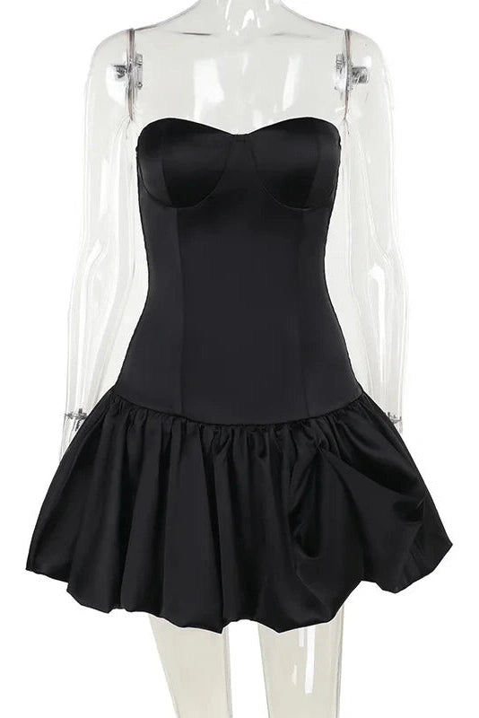 Glorol - Off-shoulder Strapless Sleeveless Backless A-line Mini Dress