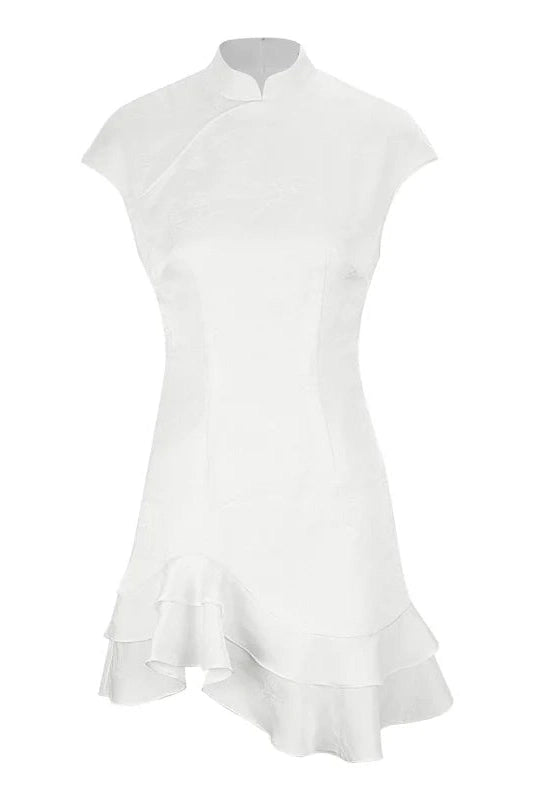 Glorol - Printed Short Sleeve Slim Patchwork Mini Dress