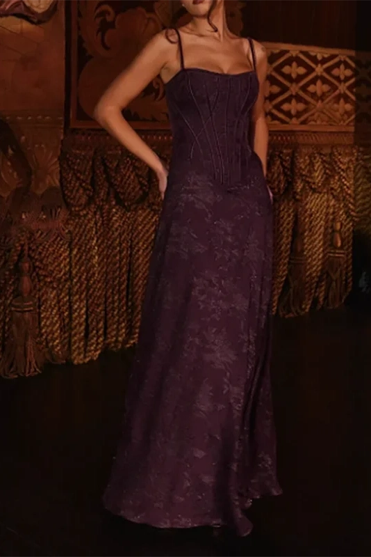 Glorol - Elegant High Waist Pleated Sleeveless Lace Embroidery Maxi Dress