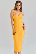 Glorol - Backless Off-Shoulder Sleeveless Bodycon Midi Dress