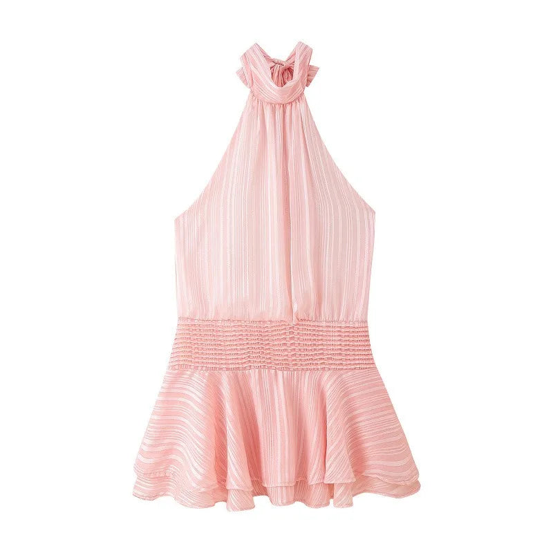 Glorol - Backless Lace-Up Sleeveless Mini Dress