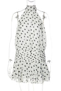 Glorol - Backless Off-Shoulder Pleated Lace-Up Mini Dress