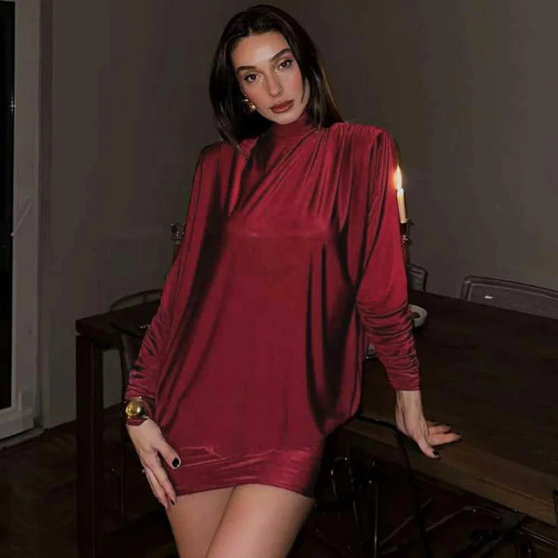 Glorol - High Neck Patchwork High Waist Backless Mini Dress
