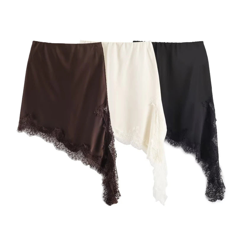 Glorol - Elegant Irregular Lace Slit Skirt