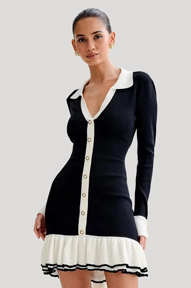 Glorol - Elegant Backless Lace-Up Mini Dress