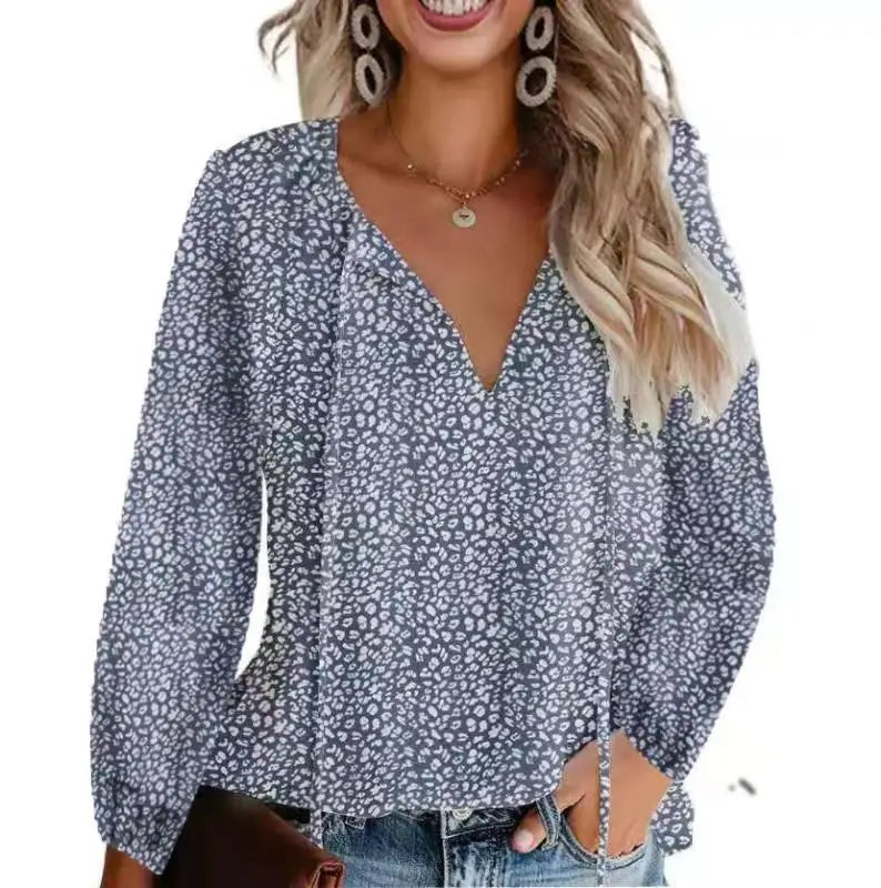 Glorol - Floral V-Neck Double-Layer Top