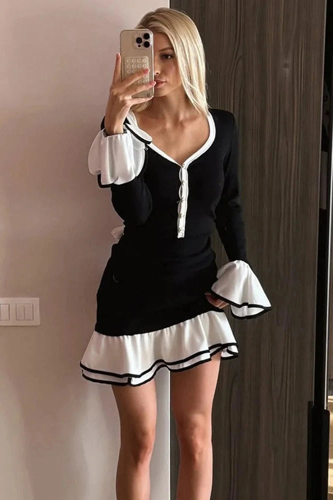 Glorol - Elegant Backless Slim High Waist Mini Dress
