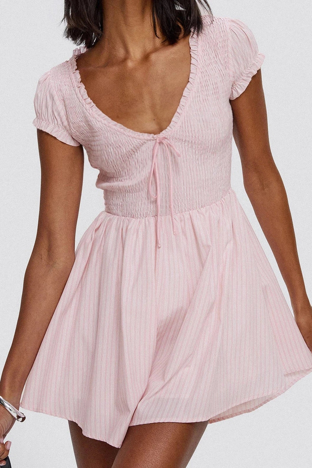Glorol - Loose Plaid Short Sleeve Jumpsuit