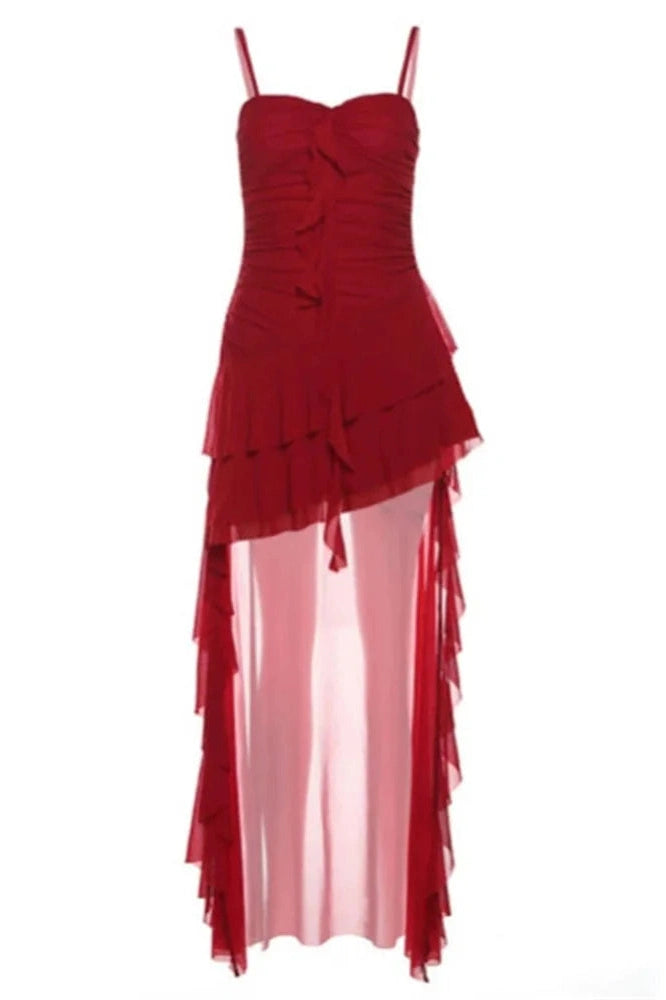 Glorol - See-Through Backless High Waist Maxi Dress