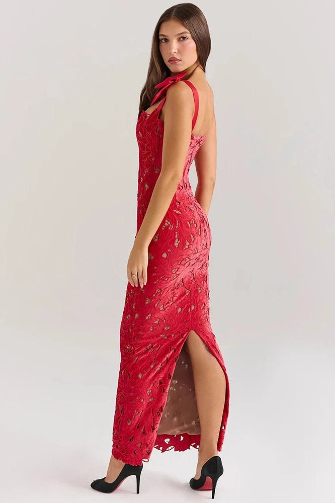 Glorol - Lace Sleeveless Backless Bodycon Maxi Dress