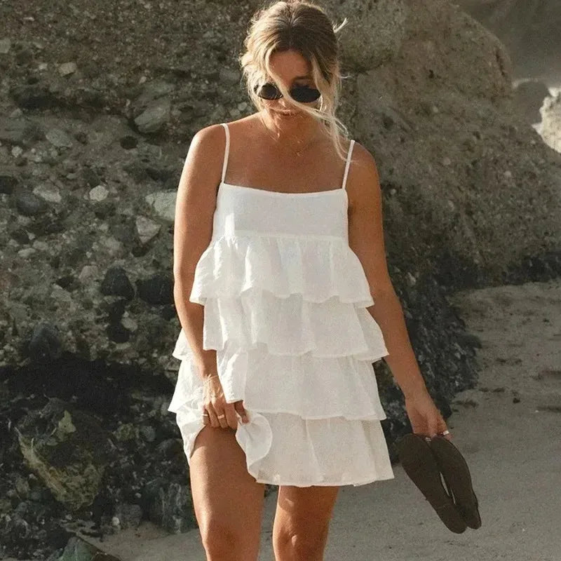 Glorol - Elegant Backless Patchwork Mini Dress