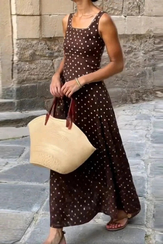 Glorol - Elegant U-Collar Sleeveless Slim Backless High Waist Maxi Dress