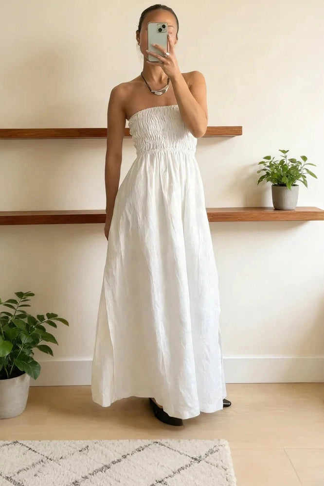 Glorol - Backless Patchwork High Waist Maxi Dress