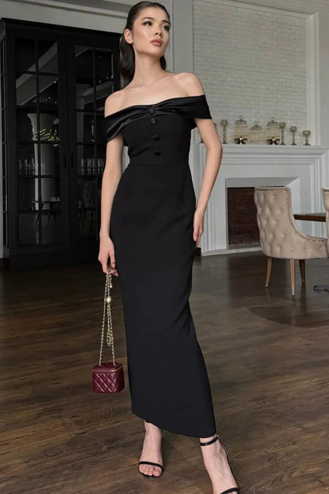 Glorol - Off-Shoulder Strapless Sleeveless Backless Bodycon Split Maxi Dress