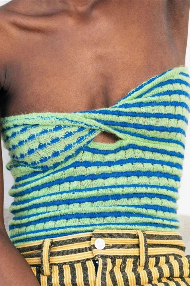 Glorol - Off-Shoulder Knit Strapless Backless Top
