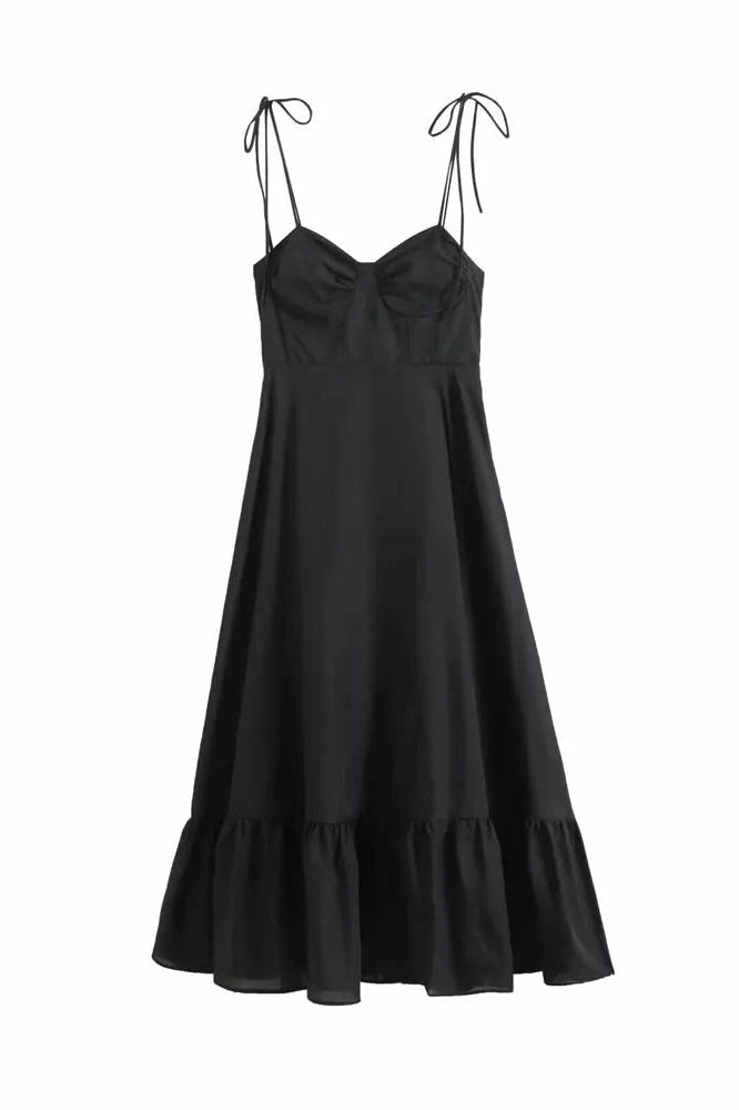 Glorol - Patchwork Spaghetti Straps Slim Pleated Maxi Dress