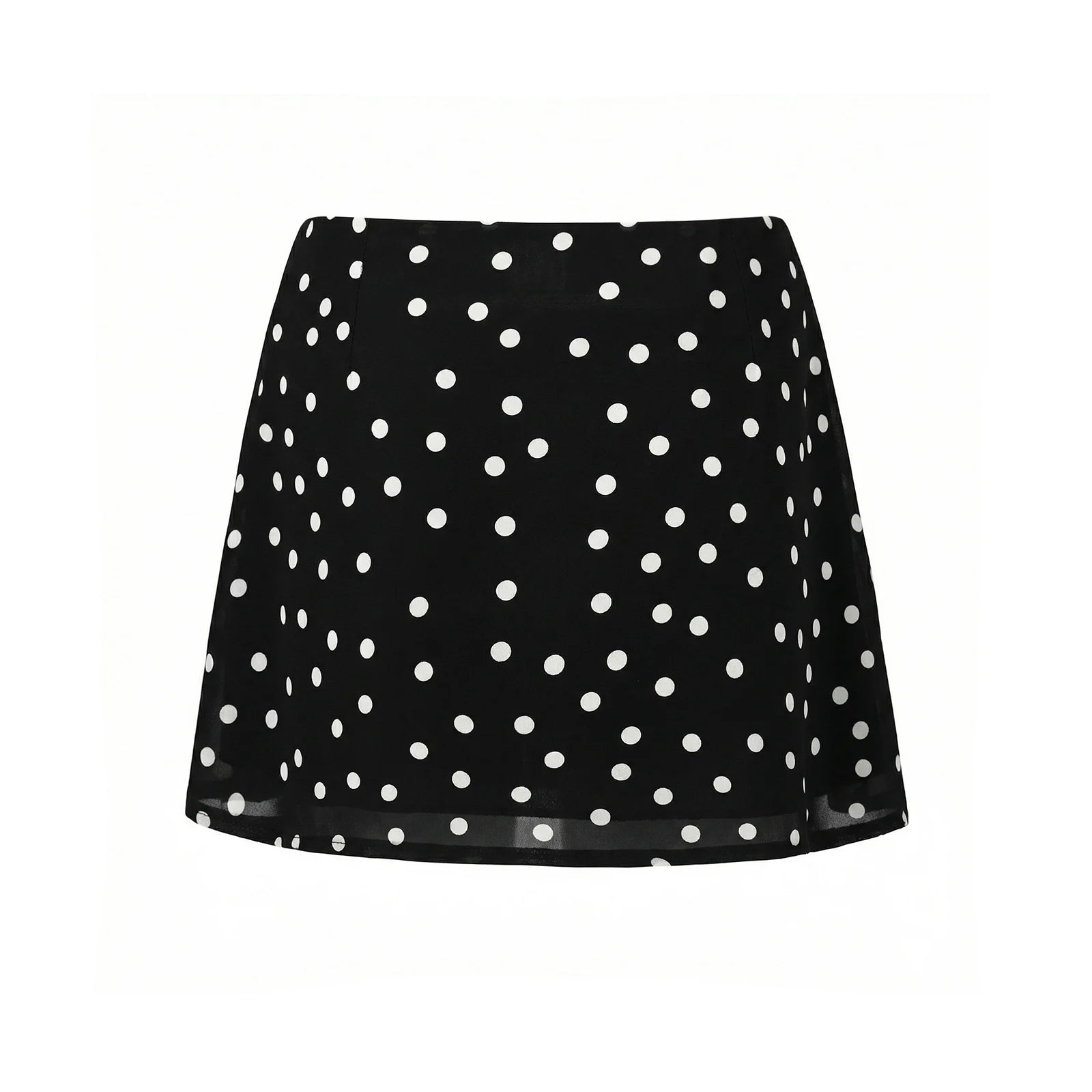 Glorol - Polka Dot Chiffon Flared Hem Low Waist A-line Skirt