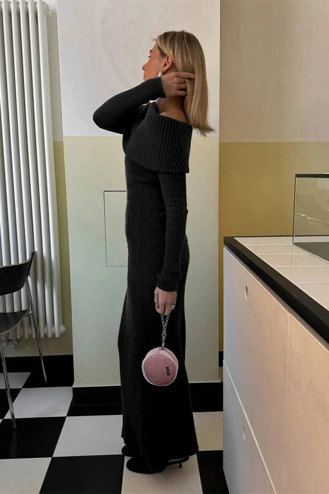 Glorol - Off-Shoulder High Waist Maxi Dress