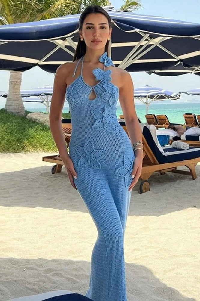 Glorol - See Through Sleeveless Backless Maxi Dress