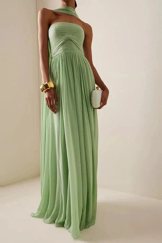 Glorol - Elegant High Waisted Backless Maxi Dress