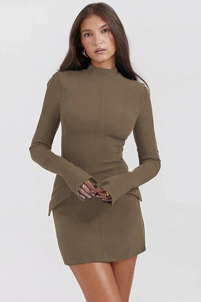 Glorol - Elegant Long Sleeve Bodycon Mini Dress