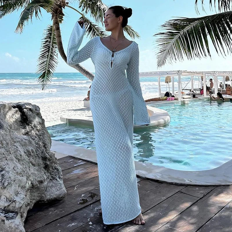 See-Through Knitted Maxi Dress