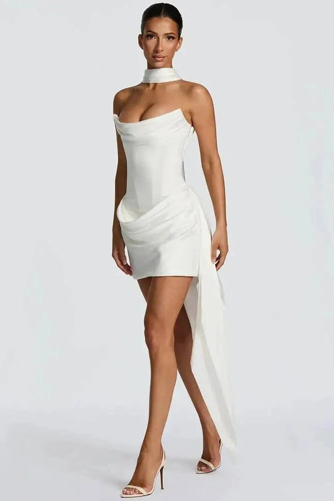 Glorol - Off-Shoulder Strapless Sleeveless Backless High Waist Mini Dress