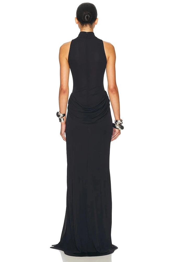 Glorol - Elegant High Waist Slim Split Maxi Dress