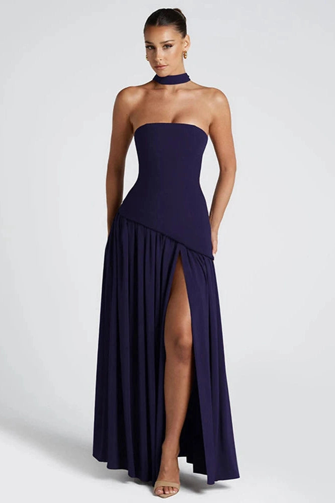 Glorol - Elegant Backless Strapless Bodycon Maxi Dress