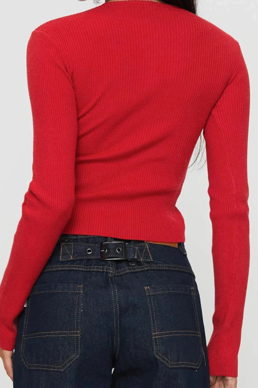 Glorol - Slim Fit Long Sleeve Button-Up Knitted Top
