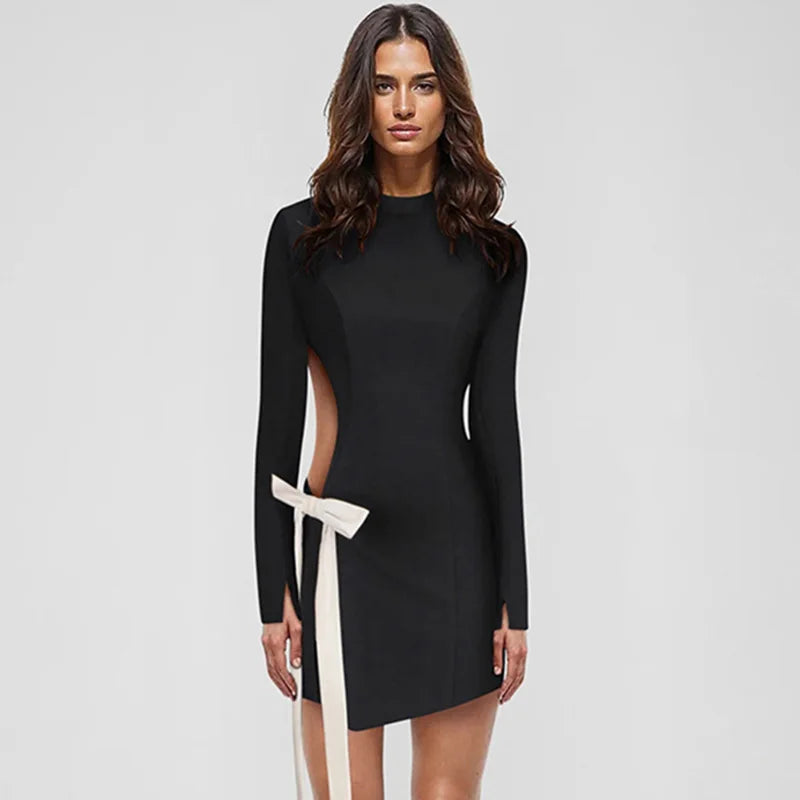 Glorol - Hollow Out Patchwork Backless Mini Dress