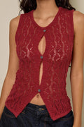 Glorol - Sleeveless Button Slim Fit Top