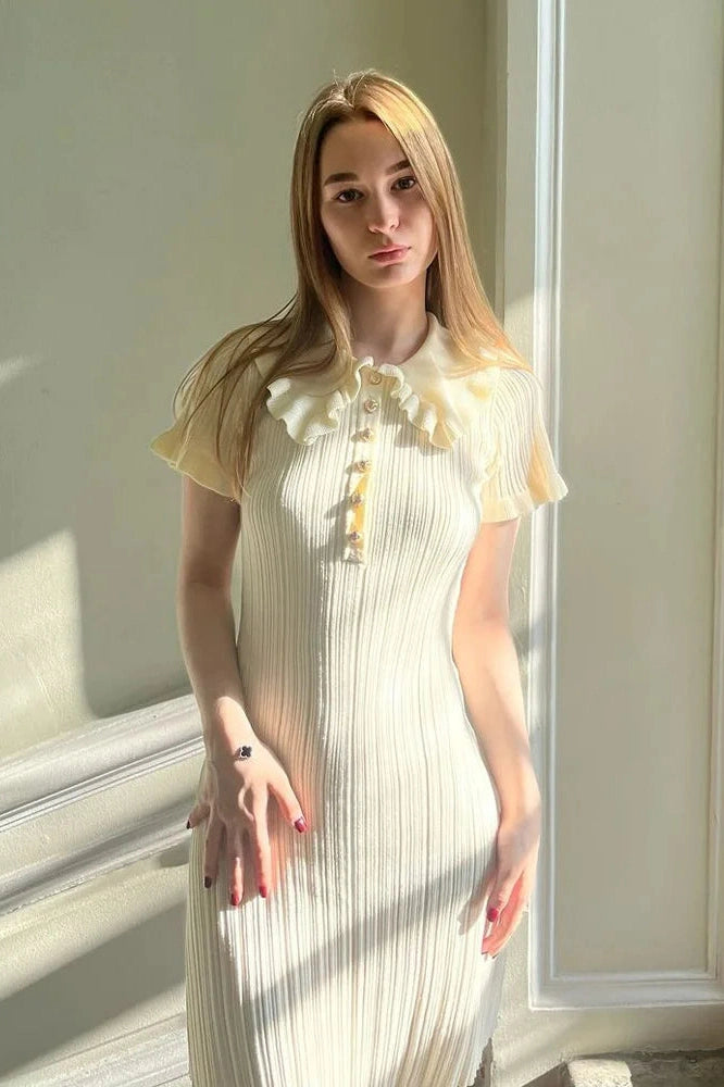 Glorol - Single Breasted Short Sleeve High Waist Mini Dress