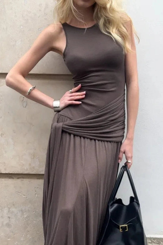 Glorol - Elegant Slim Sleeveless Maxi Dress