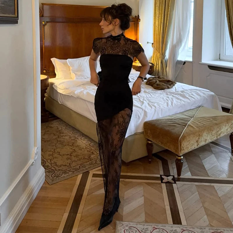 Glorol - Lace Strapless Slim Backless Irregular Mini Dress