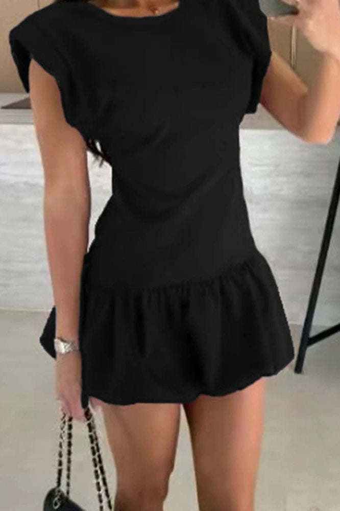 Glorol - Hollow Out High Waist O-Neck Sleeveless Mini Dress